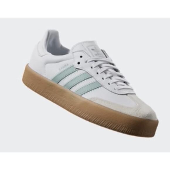NEW ADIDAS ORIGINALS SAMBAE Women's 8.5 White/ Wonder Blue - Picture 2 of 12